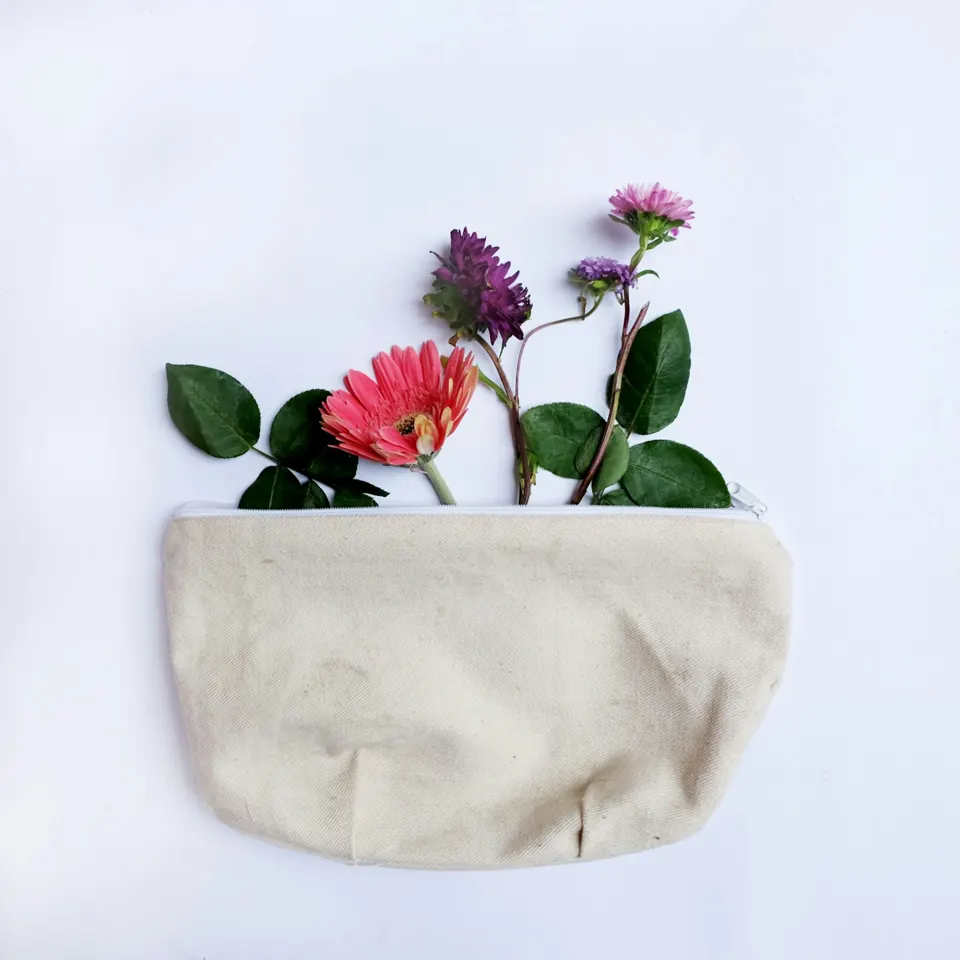 Flower in a fabric bag