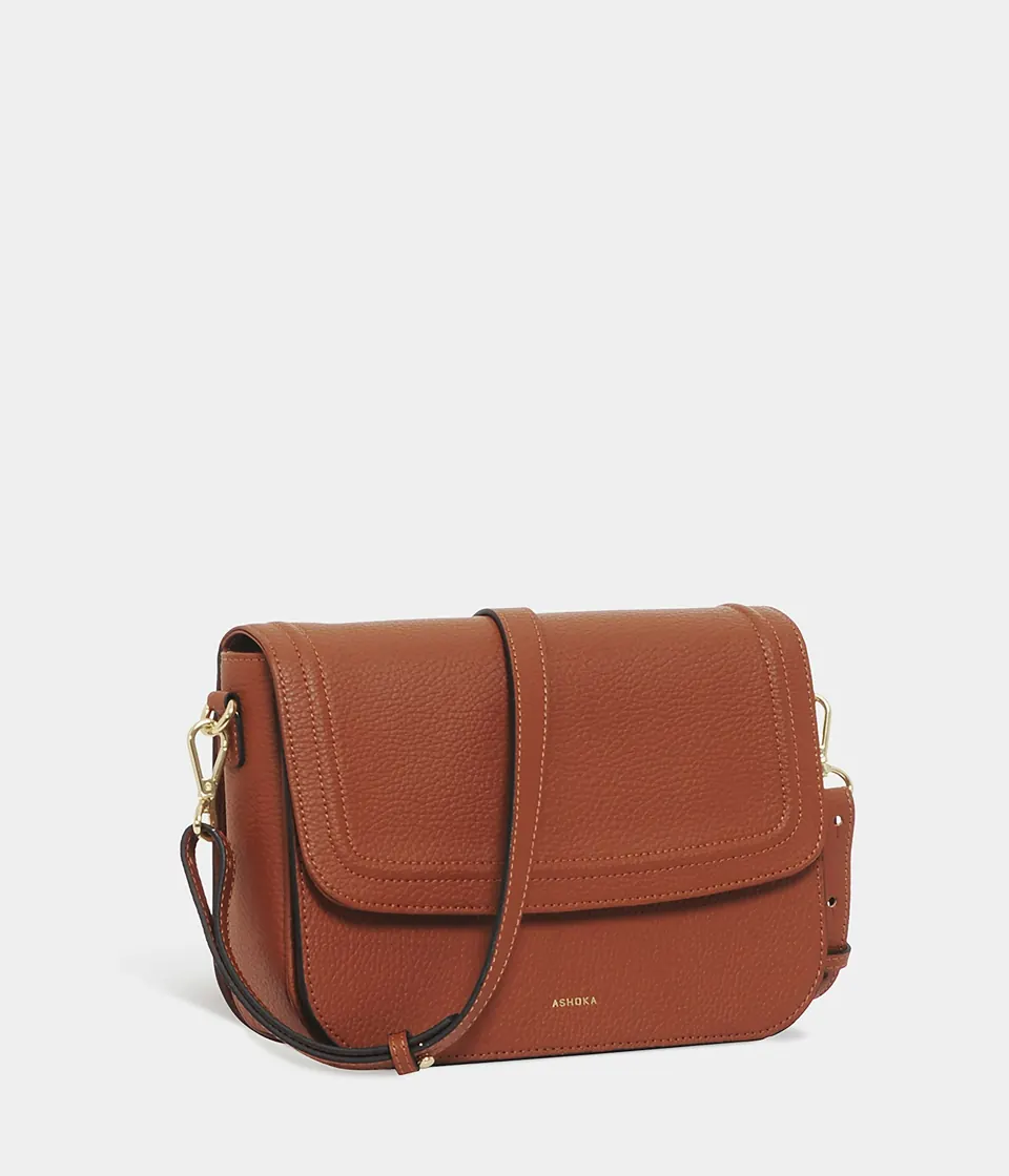 Tan leather crossbody sling bag