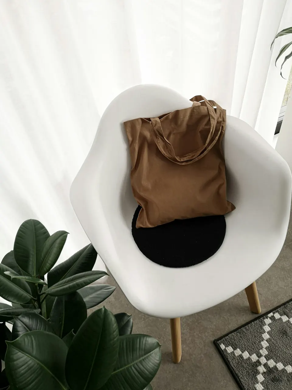 Bag on white chair