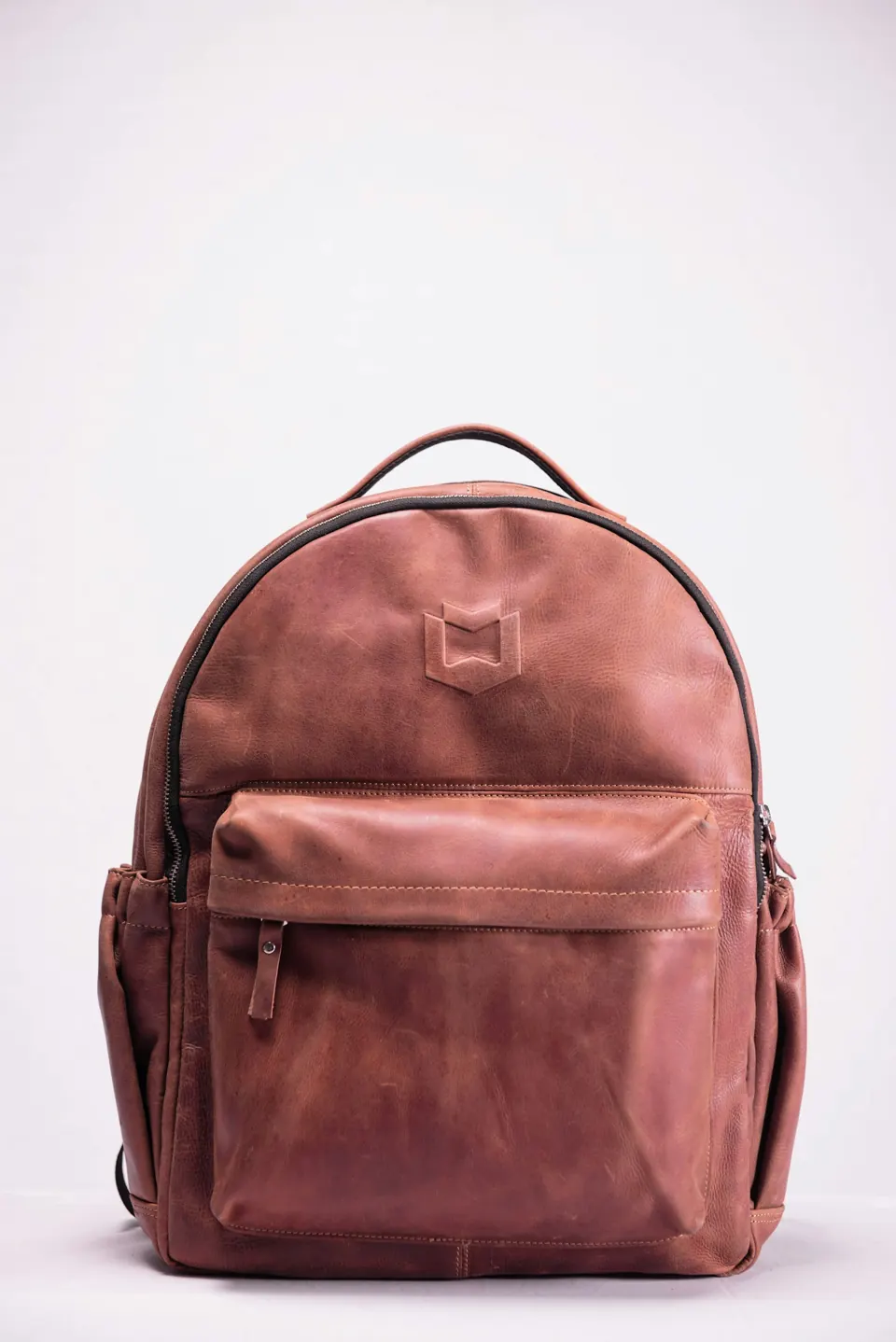 Brown leather backpack