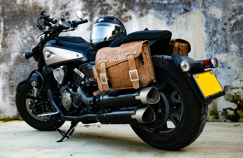 Motorcycle with a tail bag